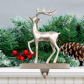 Reindeer Stocking Hanging Hook - Silver