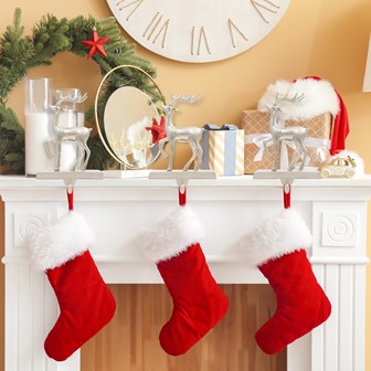 Reindeer Stocking Hanging Hook - Silver