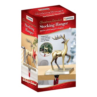 Reindeer Stocking Hanging Hook - Antique Gold