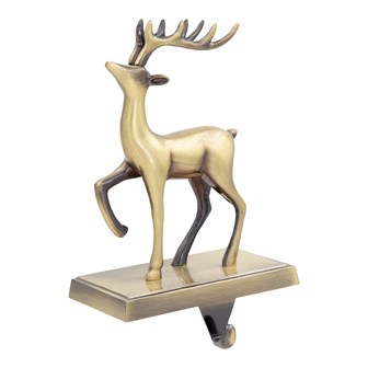 Reindeer Stocking Hanging Hook - Antique Gold