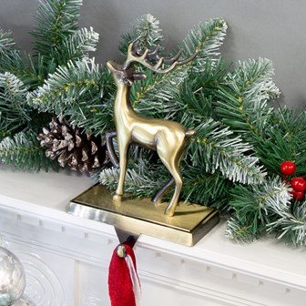 Reindeer Stocking Hanging Hook - Antique Gold