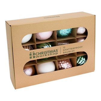 12PK Shatterproof Baubles -Multi Col