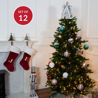 12PK Shatterproof Baubles -Multi Col