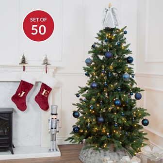 50PK Shatterproof Baubles - Navy