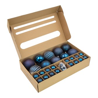 50PK Shatterproof Baubles - Navy