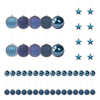 50PK Shatterproof Baubles - Navy