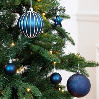 50PK Shatterproof Baubles - Navy
