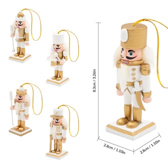 5pck Hanging Wooden Nutcrackers - Gold & White