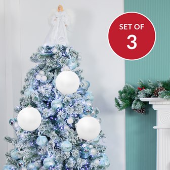 3PK 15cm White Traditional Matt Bauble