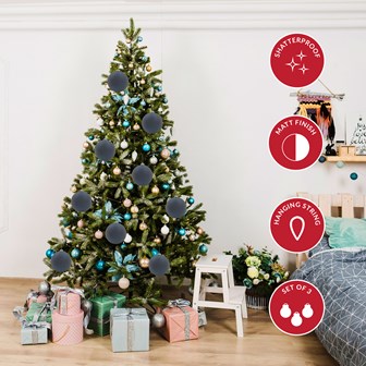 3PK 15cm Navy Blue Traditional Matt Bauble