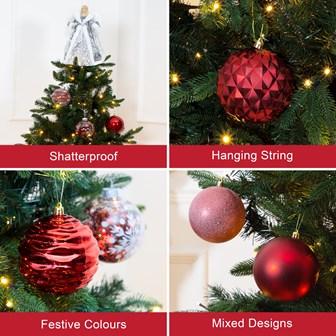 12PK Shatterproof Large Baubles -Red