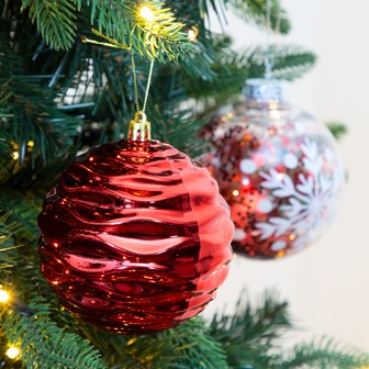 12PK Shatterproof Large Baubles -Red