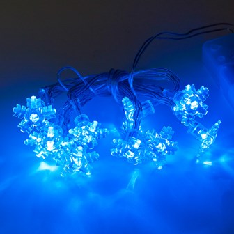 10 Blue Snowflake LED B/O Lights