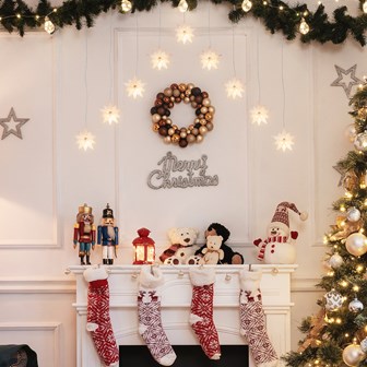 3D Star V Shape Curtain Lights - Warm White