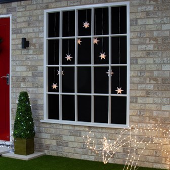 3D Star V Shape Curtain Lights - Warm White