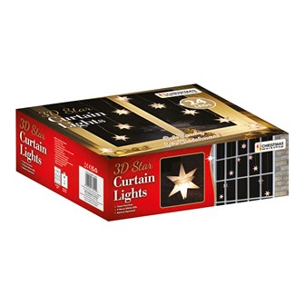 3D Star V Shape Curtain Lights - Warm White