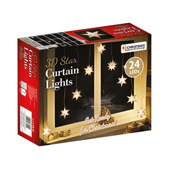 3D Star V Shape Curtain Lights - Warm White