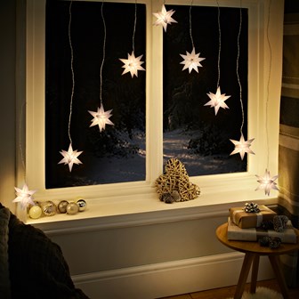 3D Star V Shape Curtain Lights - Warm White