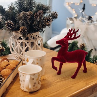 Flocked Reindeer Deco