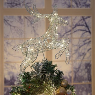 3D Silver Metal Reindeer Tree Topper