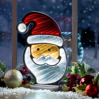 Festive Infinity Santa Head LED Mirror Light
