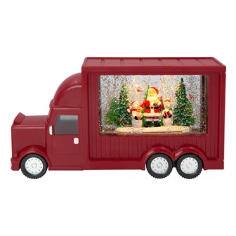Xmas Red Truck With LED Spinning Glitter