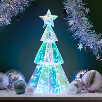 Three-Tier  Iridescent Hexagonal Christmas Tree