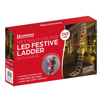 10 FT Christmas Ladder Lights with Santa Claus