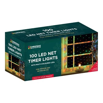 100LED Battery Operated Timer Net Light -Multi Col