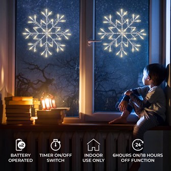 35 LED Warm White Snowflake Silhouette W/Timer