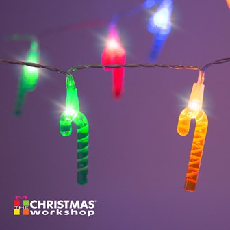 20 LED Coloured Cane String Lights
