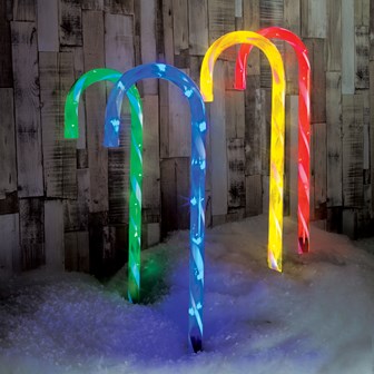 4PC 40LED Candy Cane Stick Stake Lights - Colour