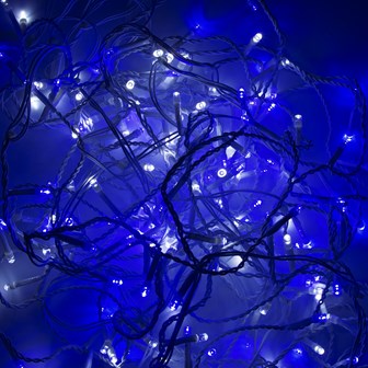 240 LED Icicle Chaser Lights - Blue & White