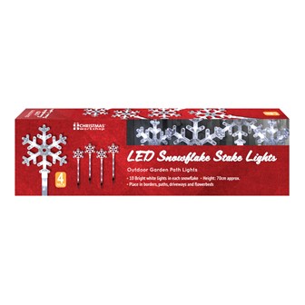 4PC 40LED Snowflake Stake Light - White