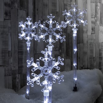 4PC 40LED Snowflake Stake Light - White