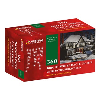 360 LED Icicle Chaser Lights - White