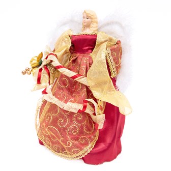 12" Red Tree Top Angel