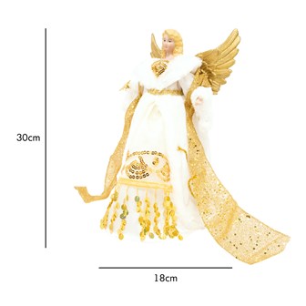12" Gold & Cream Tree Top Angel