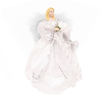 12" White & Silver Tree Top Angel