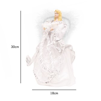 12" White & Silver Tree Top Angel