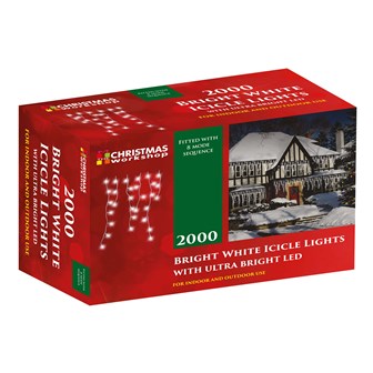 2000 LED Icicle Chaser Lights - White