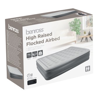 High Raised Queen Airbed + Built-in Pump - Grey