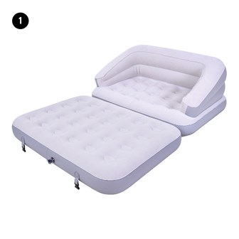 5-in-1 Multifunction Flocked Sofa - Grey