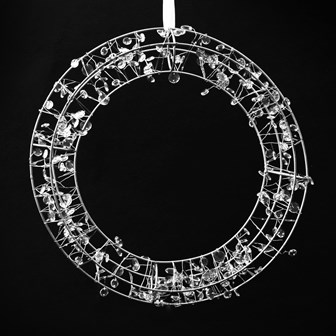 B/O 38CM 100LED Warm White Circle Wreath W/Gems