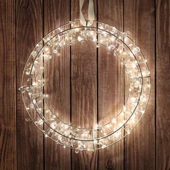 B/O 38CM 100LED Warm White Circle Wreath W/Gems