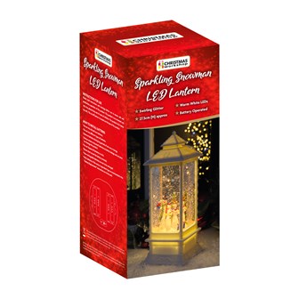 LED Water & Glitter Snowman Lantern - White