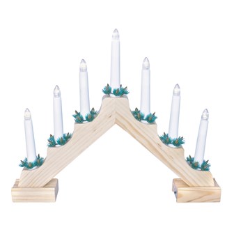 B/O LED Wooden Candle Bridge- Pine