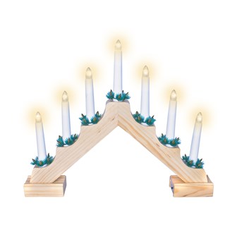 B/O LED Wooden Candle Bridge- Pine