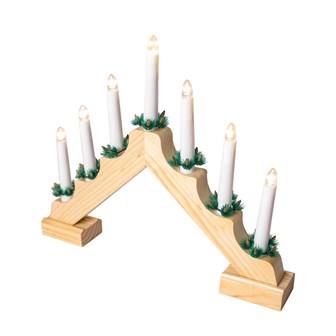 B/O LED Wooden Candle Bridge- Pine