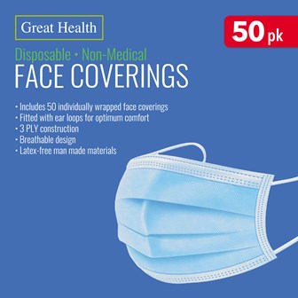 50pk Disposable Face Coverings - Masks